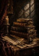 Scholar Desk Antique Book Wall Art Canvas Print