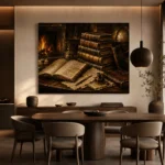 Fireplace Library Antique Book Wall Art Canvas Print - Image 5