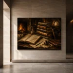 Fireplace Library Antique Book Wall Art Canvas Print - Image 6