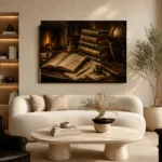 Fireplace Library Antique Book Wall Art Canvas Print - Image 7