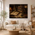 Fireplace Library Antique Book Wall Art Canvas Print - Image 8