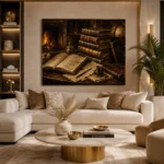 Fireplace Library Antique Book Wall Art Canvas Print - Image 9