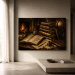 Fireplace Library Antique Book Wall Art Canvas Print - Image 10