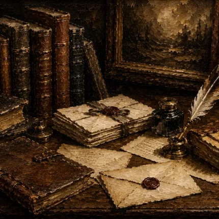 Wax Sealed Letters Antique Book Wall Art Canvas Print
