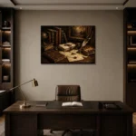 Wax Sealed Letters Antique Book Wall Art Canvas Print displayed in a contemporary gallery-inspired room