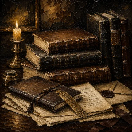 Gilded Bookmark Antique Book Wall Art Canvas Print