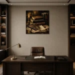 Gilded Bookmark Antique Book Wall Art Canvas Print displayed in a contemporary gallery-inspired room