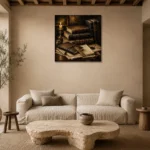 Gilded Bookmark Antique Book Wall Art Canvas Print presented in a sophisticated home setting