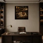 Secret Drawer Antique Book Wall Art Canvas Print displayed in a contemporary gallery-inspired room