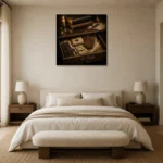 Secret Drawer Antique Book Wall Art Canvas Print showcased in an elegant minimalist interior