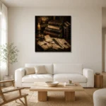 Sealed Archive Antique Book Wall Art Canvas Print styled in a refined neutral interior