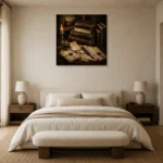 Sealed Archive Antique Book Wall Art Canvas Print showcased in an elegant minimalist interior