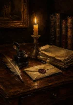 Candlelit Still Life Dark Academia Wall Art Canvas Print