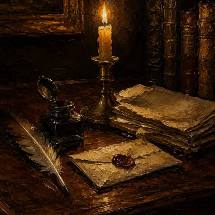 Candlelit Still Life Dark Academia Wall Art Canvas Print