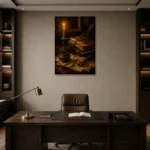 Wax Seal Letter Dark Academia Wall Art Canvas Print displayed in a contemporary gallery-inspired room