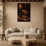 Wax Seal Letter Dark Academia Wall Art Canvas Print presented in a sophisticated home setting