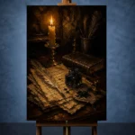 Feather Quill Still Life Dark Academia Wall Art Canvas Print - Image 2
