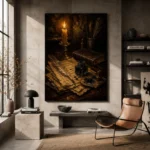 Feather Quill Still Life Dark Academia Wall Art Canvas Print - Image 3
