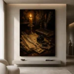 Feather Quill Still Life Dark Academia Wall Art Canvas Print - Image 4