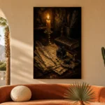 Feather Quill Still Life Dark Academia Wall Art Canvas Print - Image 6