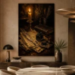 Feather Quill Still Life Dark Academia Wall Art Canvas Print - Image 7