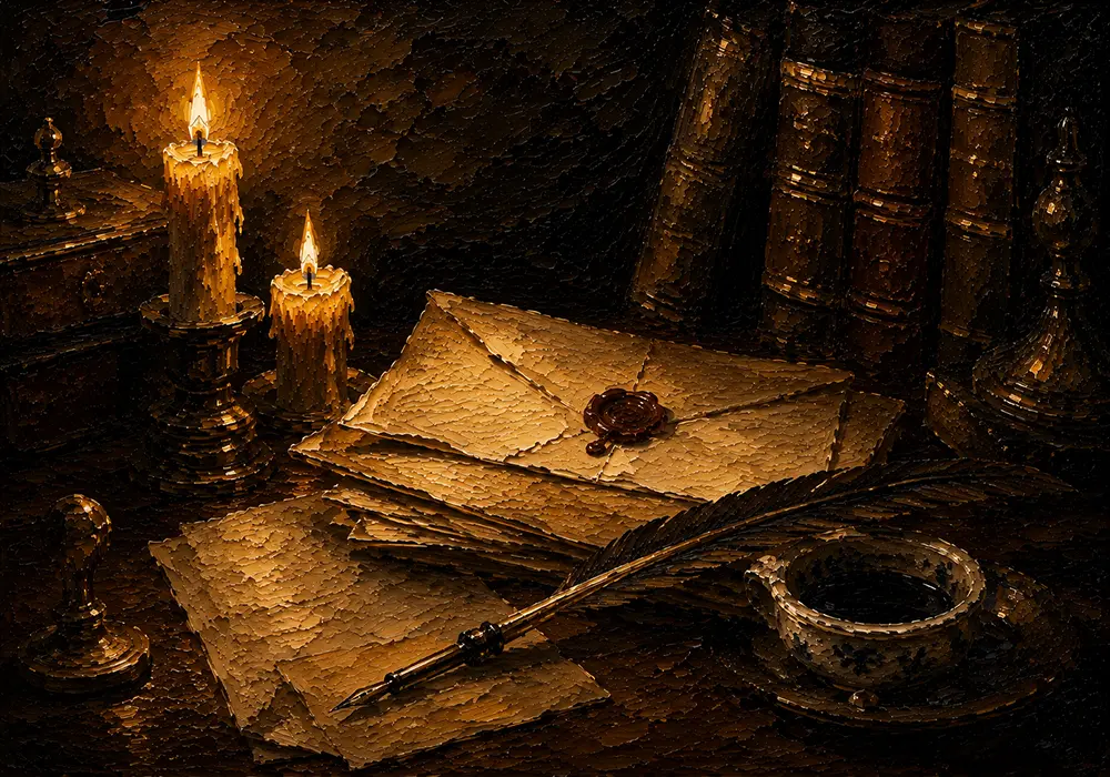 Wax Sealed Correspondence Dark Academia Wall Art Canvas Print