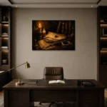 Wax Sealed Correspondence Dark Academia Wall Art Canvas Print displayed in a contemporary gallery-inspired room