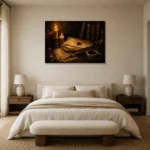 Wax Sealed Correspondence Dark Academia Wall Art Canvas Print showcased in an elegant minimalist interior