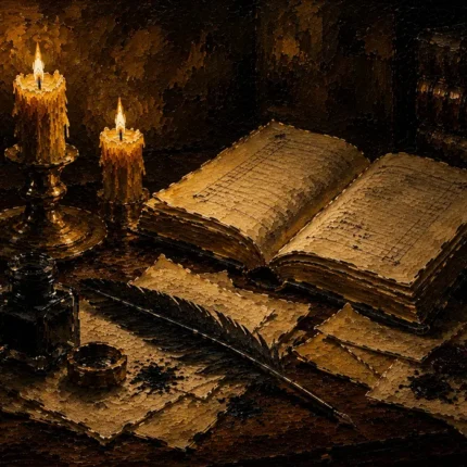 Open Book Study Dark Academia Wall Art Canvas Print