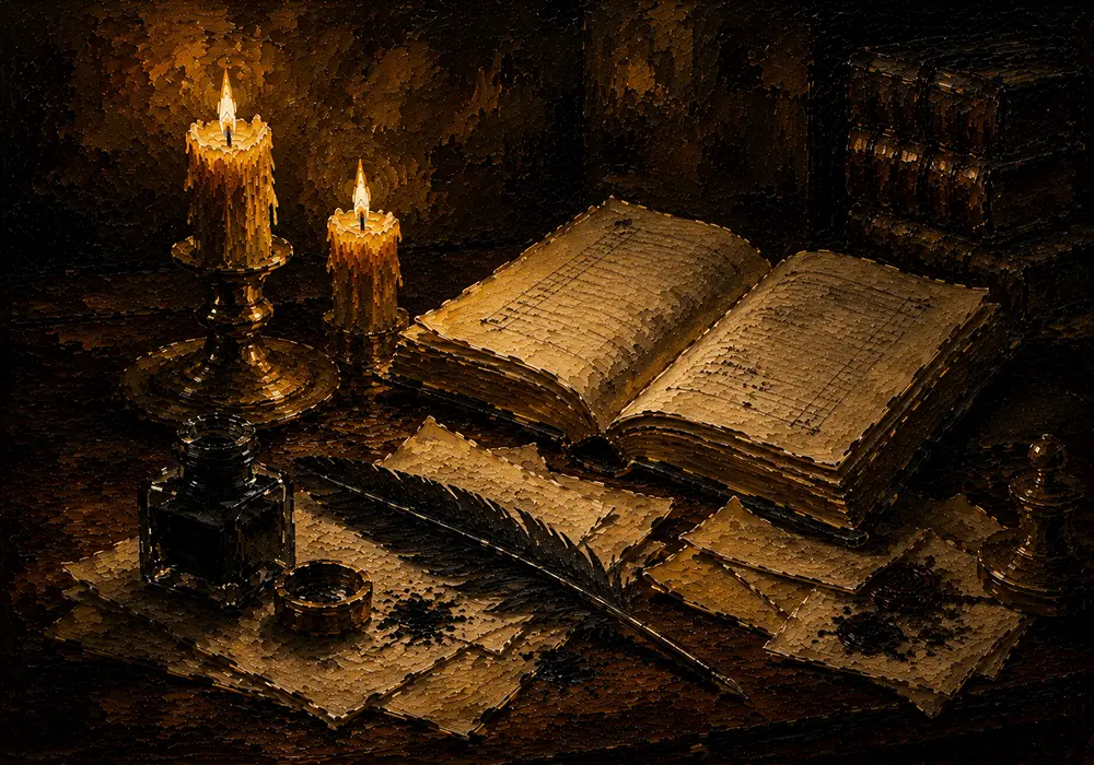 Open Book Study Dark Academia Wall Art Canvas Print