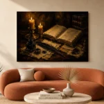 Open Book Study Dark Academia Wall Art Canvas Print - Image 3