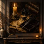 Candlelit Ink Bottle Dark Academia Wall Art Canvas Print - Image 2