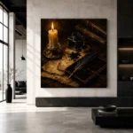 Candlelit Ink Bottle Dark Academia Wall Art Canvas Print - Image 3