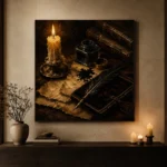 Candlelit Ink Bottle Dark Academia Wall Art Canvas Print - Image 6