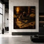 Crossed Quills Ink Set Dark Academia Wall Art Canvas Print - Image 3