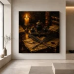 Crossed Quills Ink Set Dark Academia Wall Art Canvas Print - Image 4