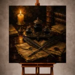 Crossed Quills Ink Set Dark Academia Wall Art Canvas Print - Image 10