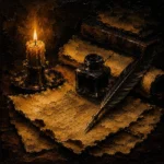 Candlelit Parchment Quill Dark Academia Wall Art Canvas Print