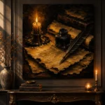 Candlelit Parchment Quill Dark Academia Wall Art Canvas Print - Image 2
