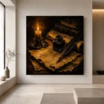 Candlelit Parchment Quill Dark Academia Wall Art Canvas Print - Image 4