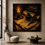 Candlelit Parchment Quill Dark Academia Wall Art Canvas Print - Image 5