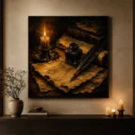 Candlelit Parchment Quill Dark Academia Wall Art Canvas Print - Image 6