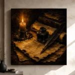 Candlelit Parchment Quill Dark Academia Wall Art Canvas Print - Image 9