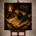 Candlelit Parchment Quill Dark Academia Wall Art Canvas Print - Image 10