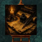Candlelit Parchment Quill Dark Academia Wall Art Canvas Print - Image 11