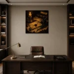 Sealed Envelope Quill Dark Academia Wall Art Canvas Print displayed in a contemporary gallery-inspired room