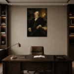 Candlelit Scholar Classical Portrait Wall Art Canvas Print displayed in a contemporary gallery-inspired room