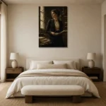 Windowlit Archivist Classical Portrait Wall Art Canvas Print showcased in an elegant minimalist interior