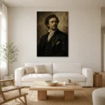 Victorian Gentleman Classical Portrait Wall Art Canvas Print styled in a refined neutral interior
