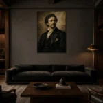 Victorian Gentleman Classical Portrait Wall Art Canvas Print shown in a warm modern interior